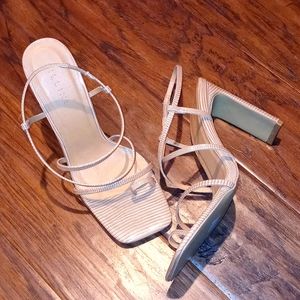 Billini Takoda Square Toe Strappy Heel Sandals Nude Tan 9